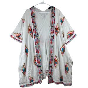 RD & Koko Kimono Cardigan Womens Medium Embroidered Beach Beaded Boho Festival